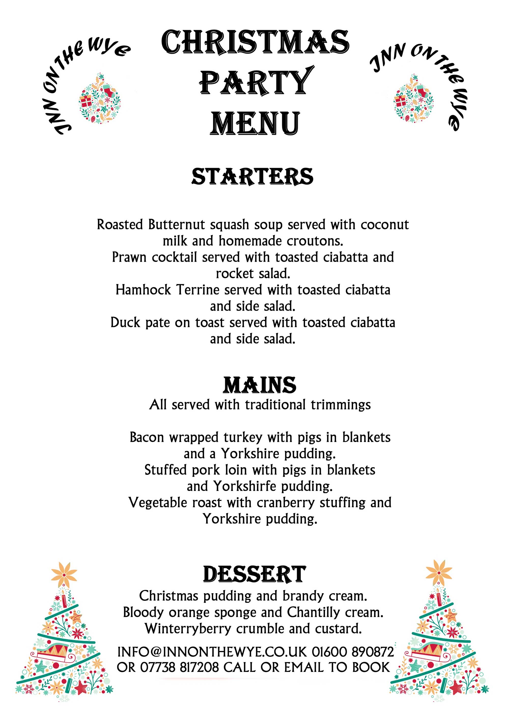 Christmas Party Menu