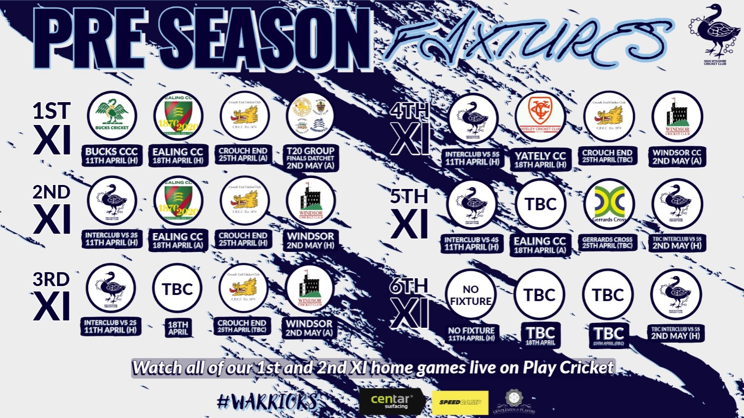 Men's Pre Season Fixtures Announced